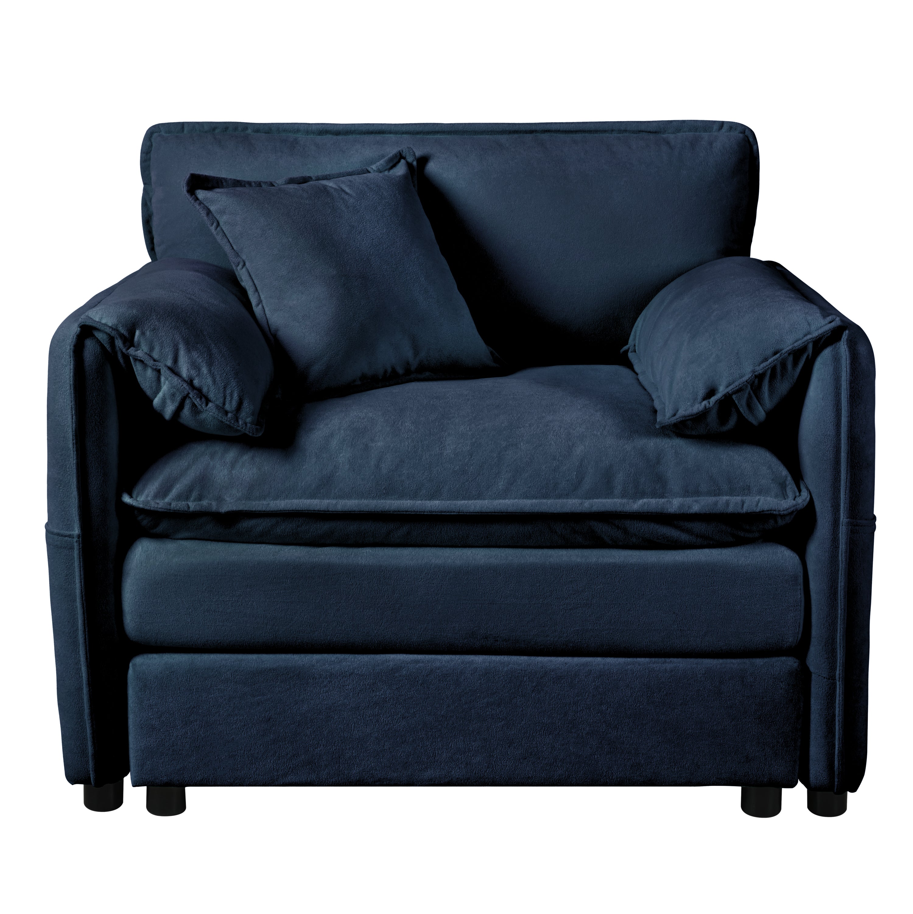 Deep Seat Sectional Cloud Sofa with 2 Ottomans & Soft Pillows, Loveseat Modular Couch for Living Room, Apartment,DIY Combination,Blue