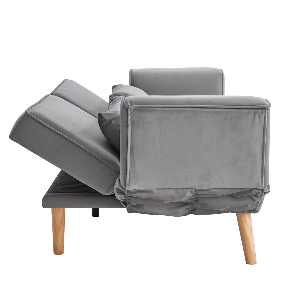 72.8'' Futon Sofa Bed, Sleeper Sofa, Small Couch with Adjustable Armrests, Adjustable Recliner Sleeper Sofa Bed for Living Room, Bedroom, Apartment, Gray