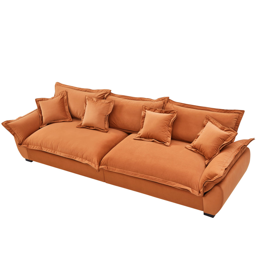 Modular Sectional Sofa, Sailing Design Sofa with Storage, Removable Backrest, Modern Deep Seat Sofa with Throw Pillows for Living Room Bedroom Apartment,Orange