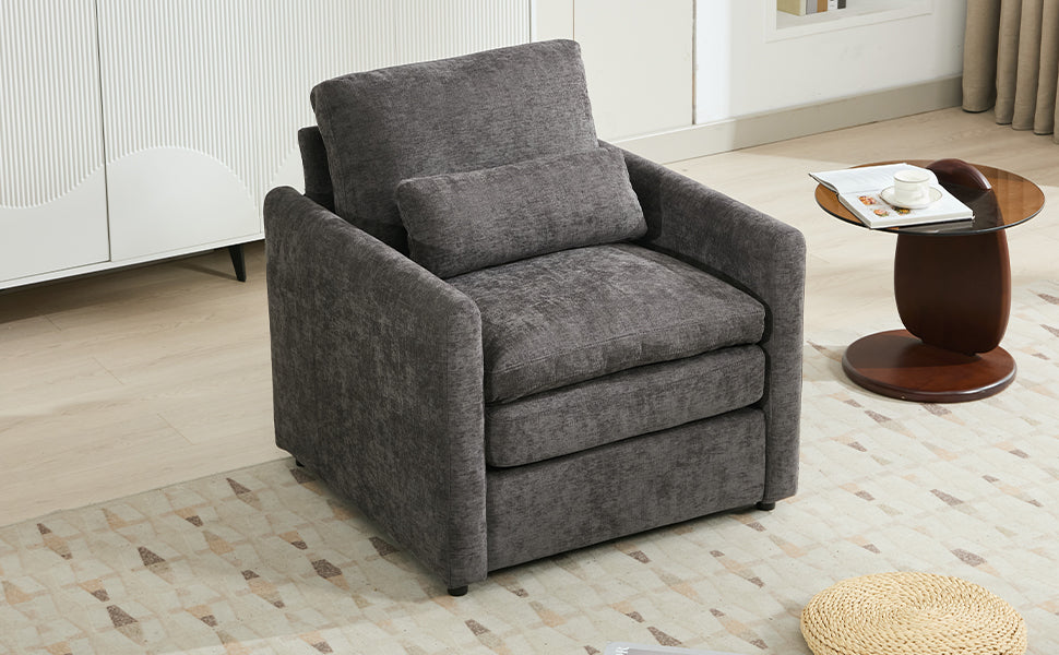 31.9' Cozy Upholstered Armchair Oversized Comfy Cloud Sofa Double Cushion Single Sofa Plush Cushion Armchair for Living Room, Grey