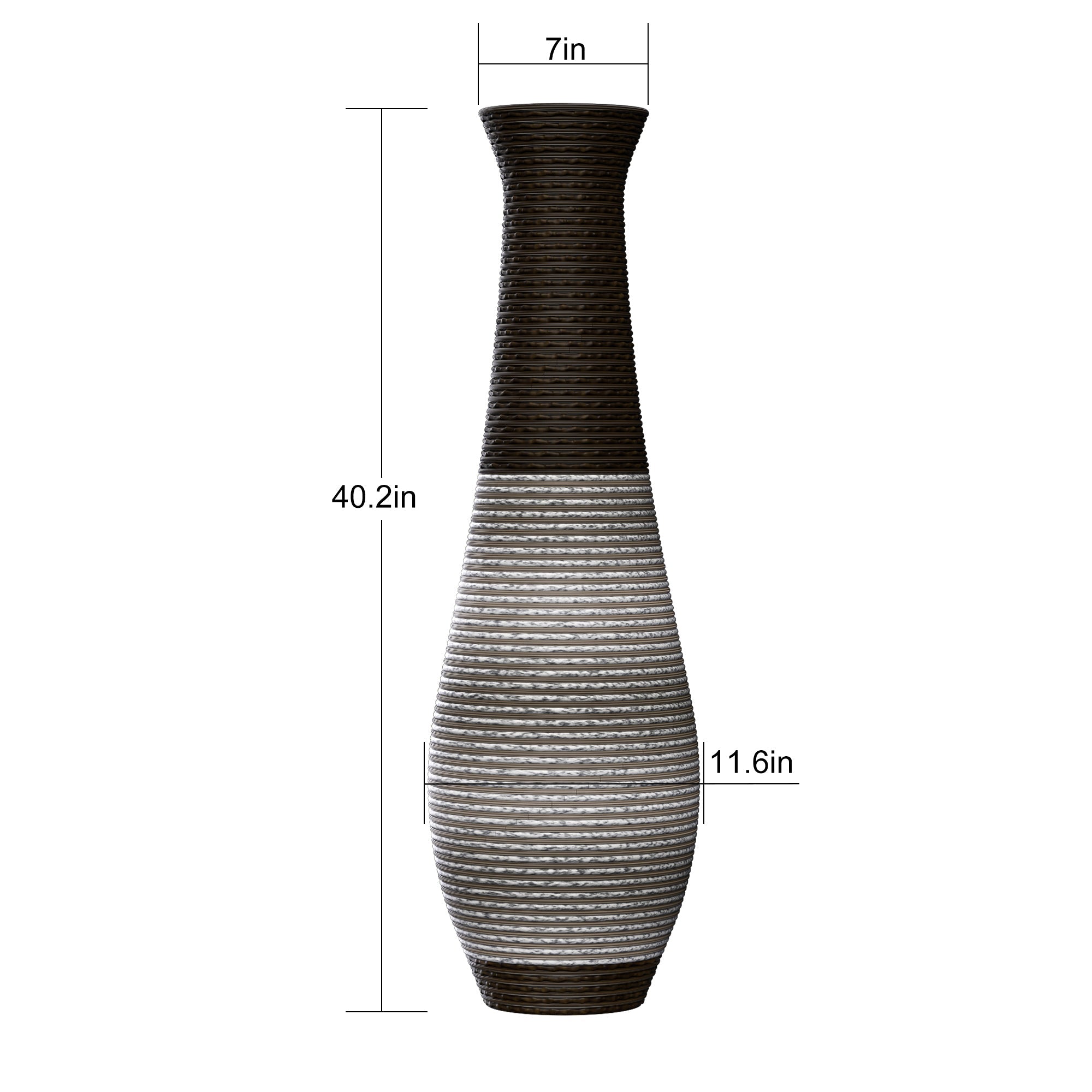 39-Inch Tall Standing Designer Floor Vase - Durable Artificial Rattan - Elegant Two-Tone Dark Brown Finish - Ideal Decor Accent for Living Room, Bedroom, Entryway - Stylish Home Decor Statement Piece