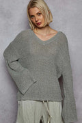 POL Oversized V-Neck Knit Top
