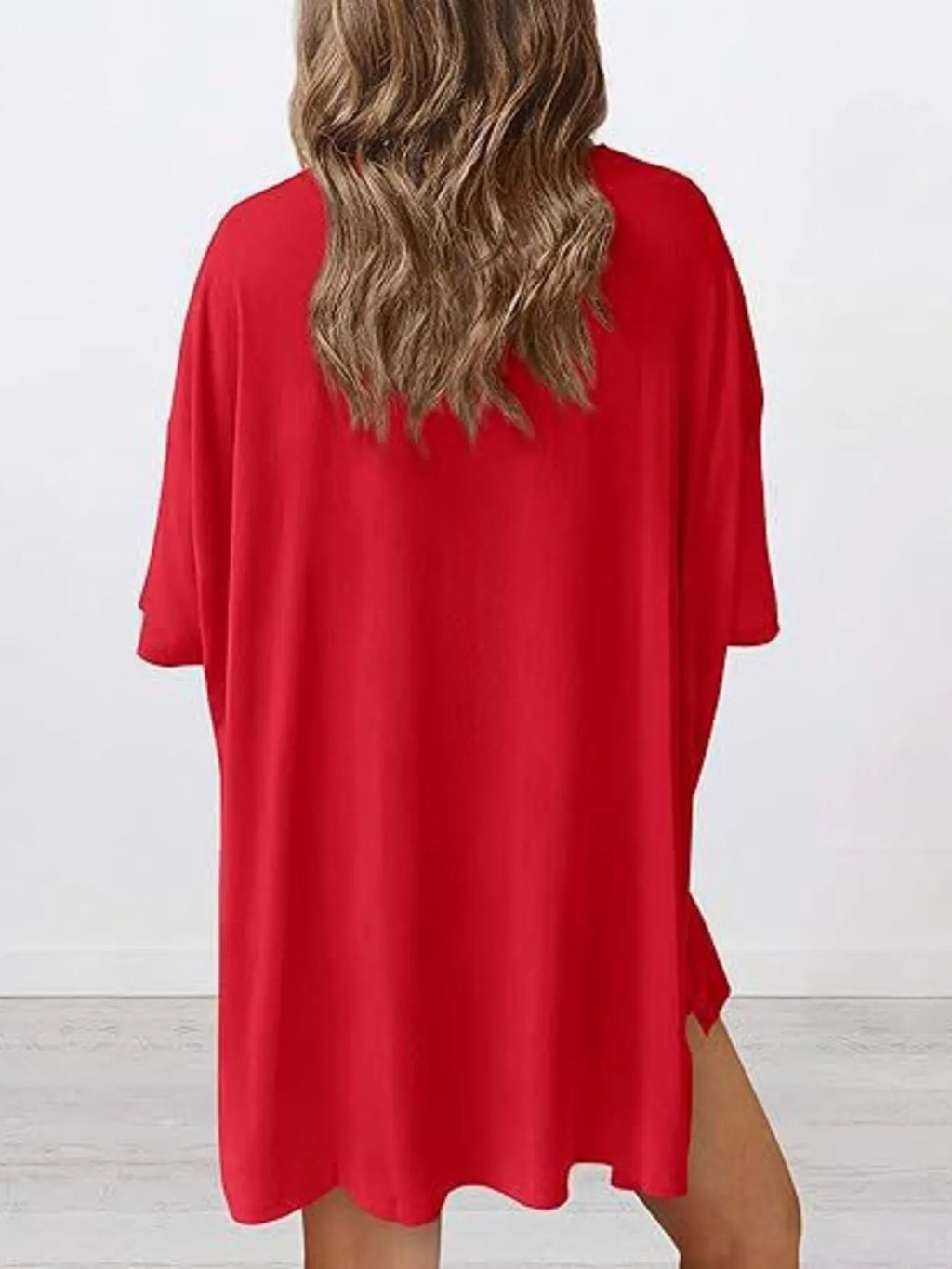 Oversized Slit Round Neck Top and Shorts Lounge Set Plus Size