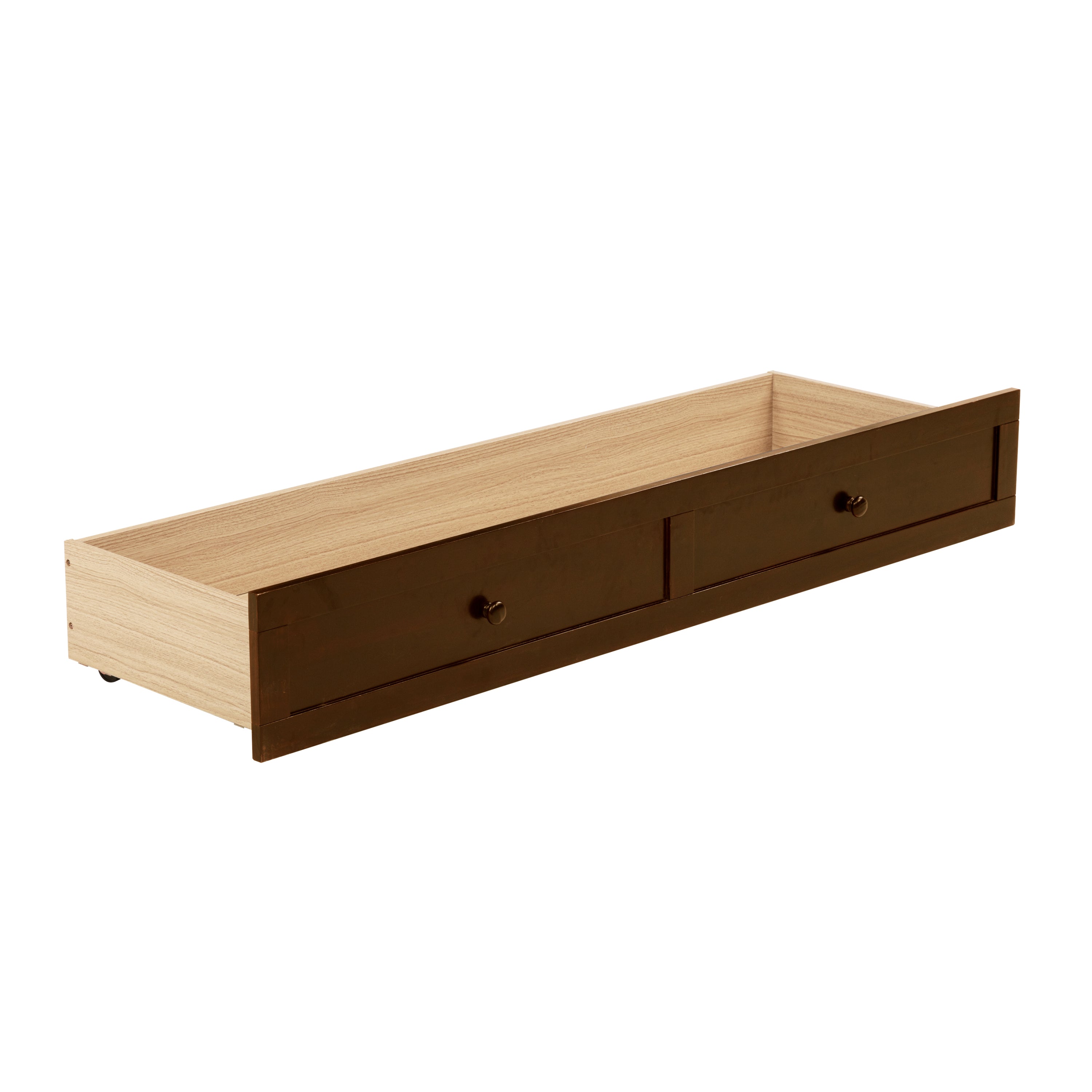 Queen Size Murphy Bed, Pine Wood Cabinet Bed with Rattan Decoration and Storage Drawer,Walnut