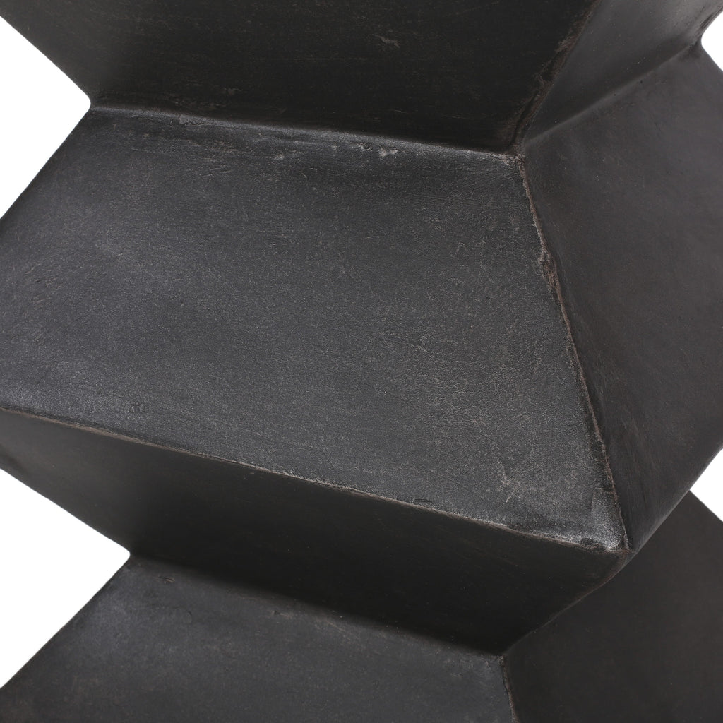 Modern Outdoor Lightweight Concrete Side Table with Geometric Design in Copper