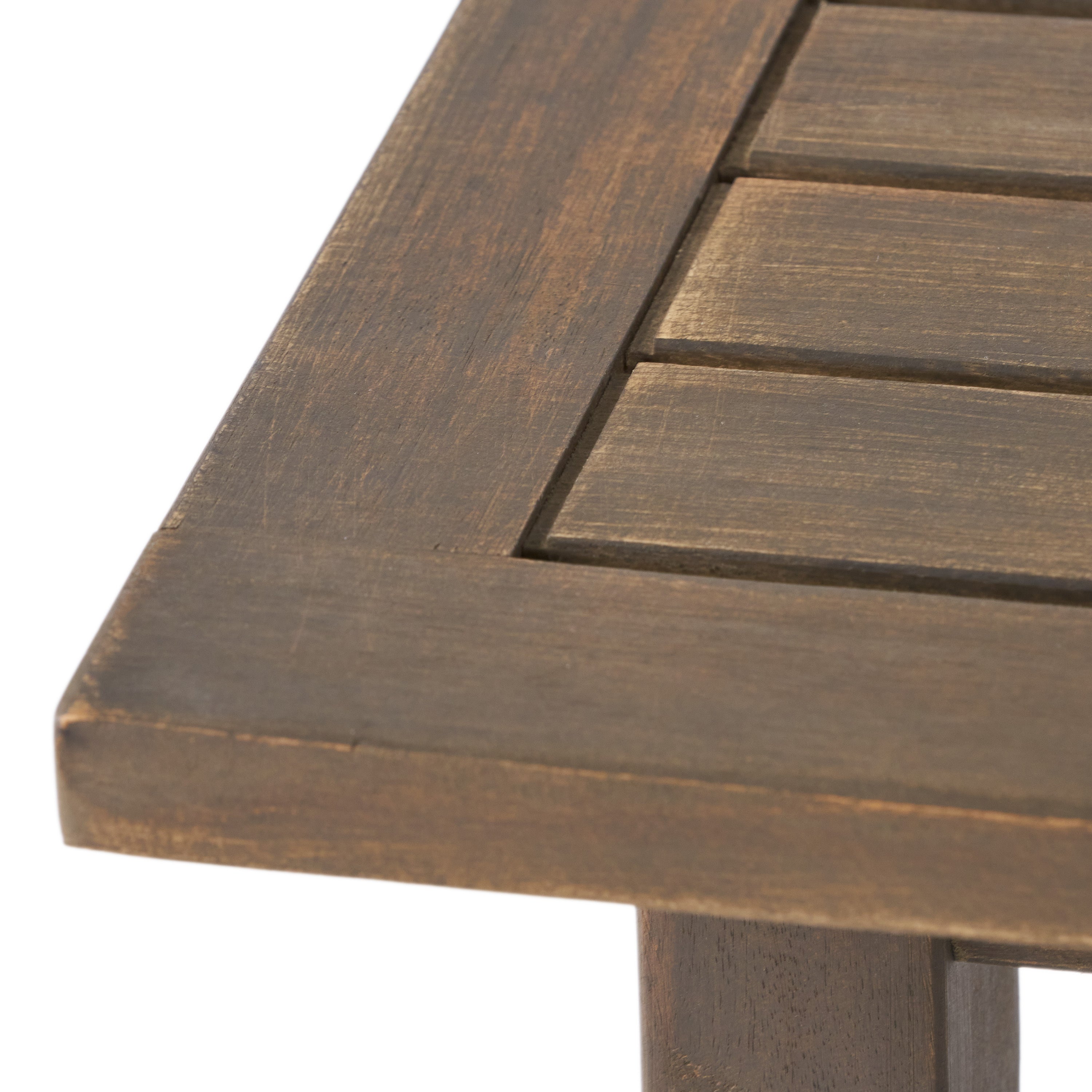 Kinesis Outdoor Side Table with Slatted Top and Wood Frame, Grey