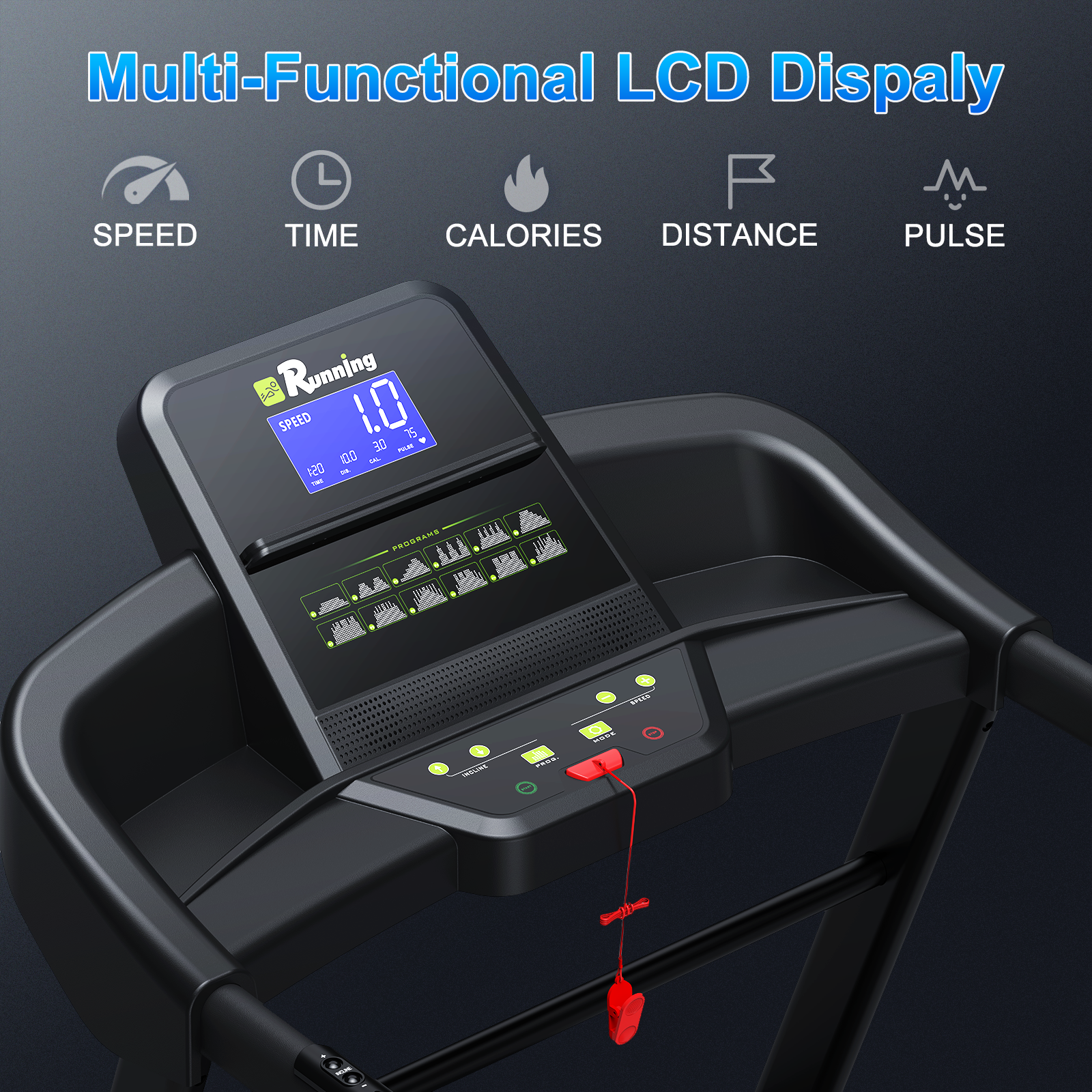 Treadmills for Home, Electric Treadmill with  Automatic Incline, Foldable 3.5HP Workout Running Machine Walking, Double Running Board Shock Absorption Pulse Sensor Bluetooth Speaker APP FITSHOW.400lbs