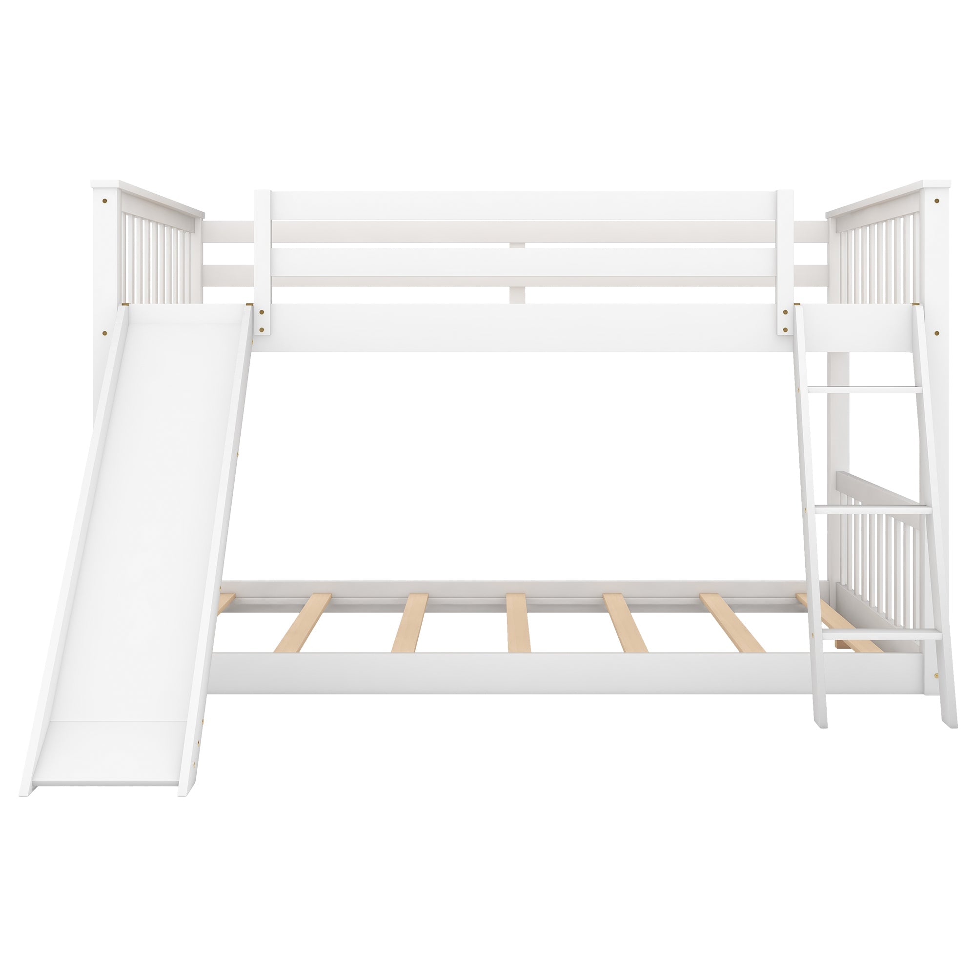 Full over Full Bunk Bed with Convertible Slide and Ladder, White(Old SKU: GX000708AAK)