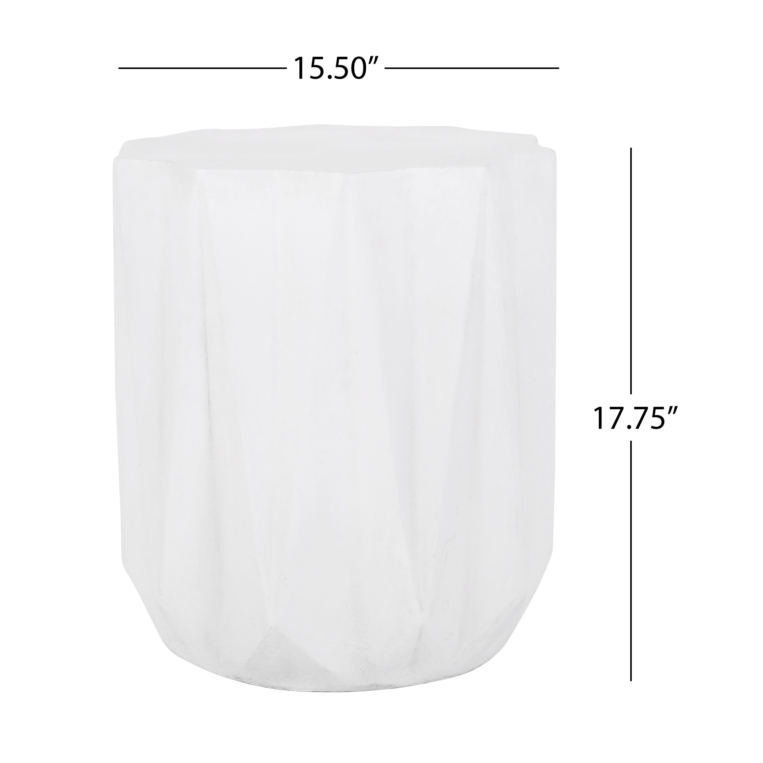 Modern Outdoor Lightweight Concrete Side Table with Geometric Design in Antique White