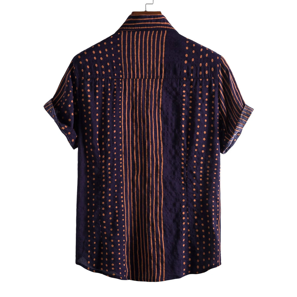 Polka Dot Short Sleeve Button-Up Shirt