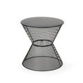 NEVADA Outdoor Side Table with Breezy Mesh Look in Matte Black Iron, 17.75 x 17.75 x 18.25 inches