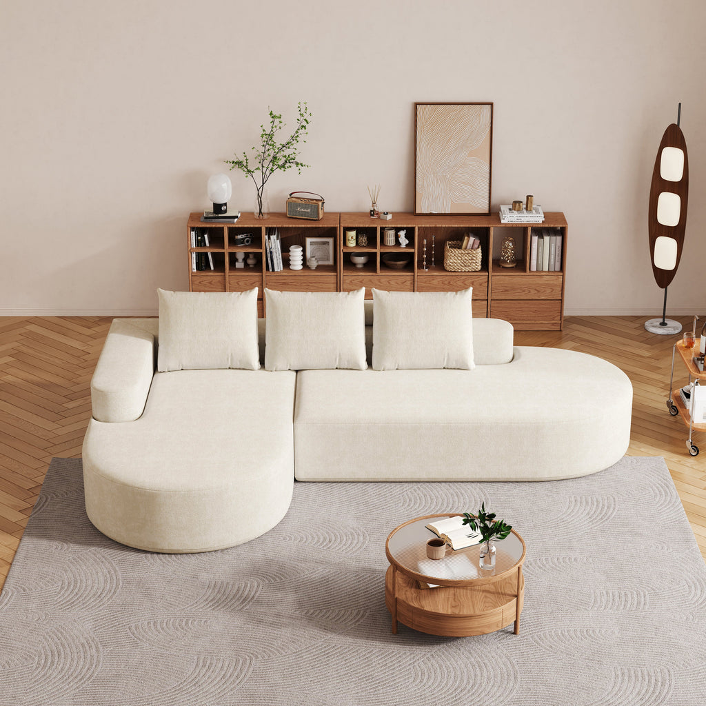 Modern Curved sofa ,Chenille Upholstered Sectional Sofa Couch Set,Modular 108.5' L Shaped Sectional Living Room Sofa Set With 3 Pillows,Free Combination Sofa Couch for Living Room,Bedroom