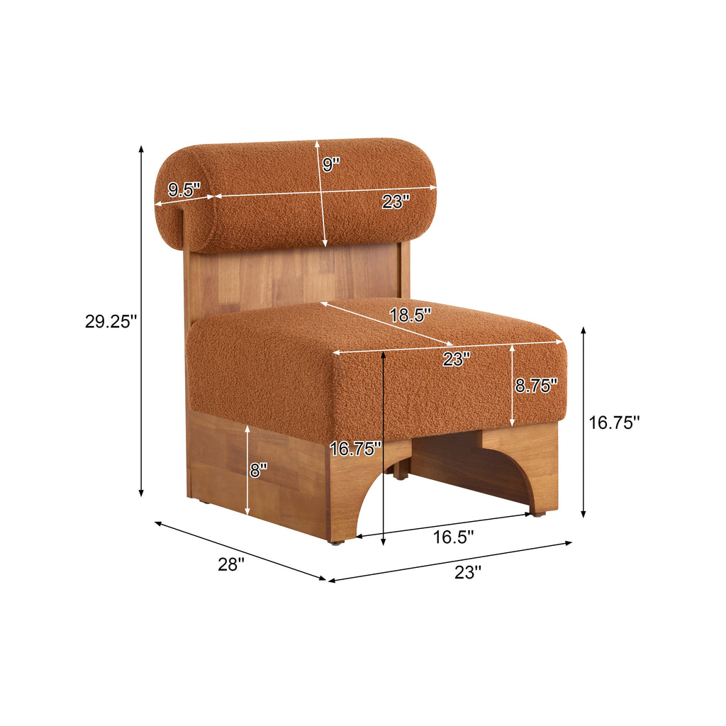 Modern Boucle Lounge Chair with Solid Wood Frame and Rolled Backrest, Soft and Durable Boucle Upholstery, Ideal for Living Room, Bedroom, or Office