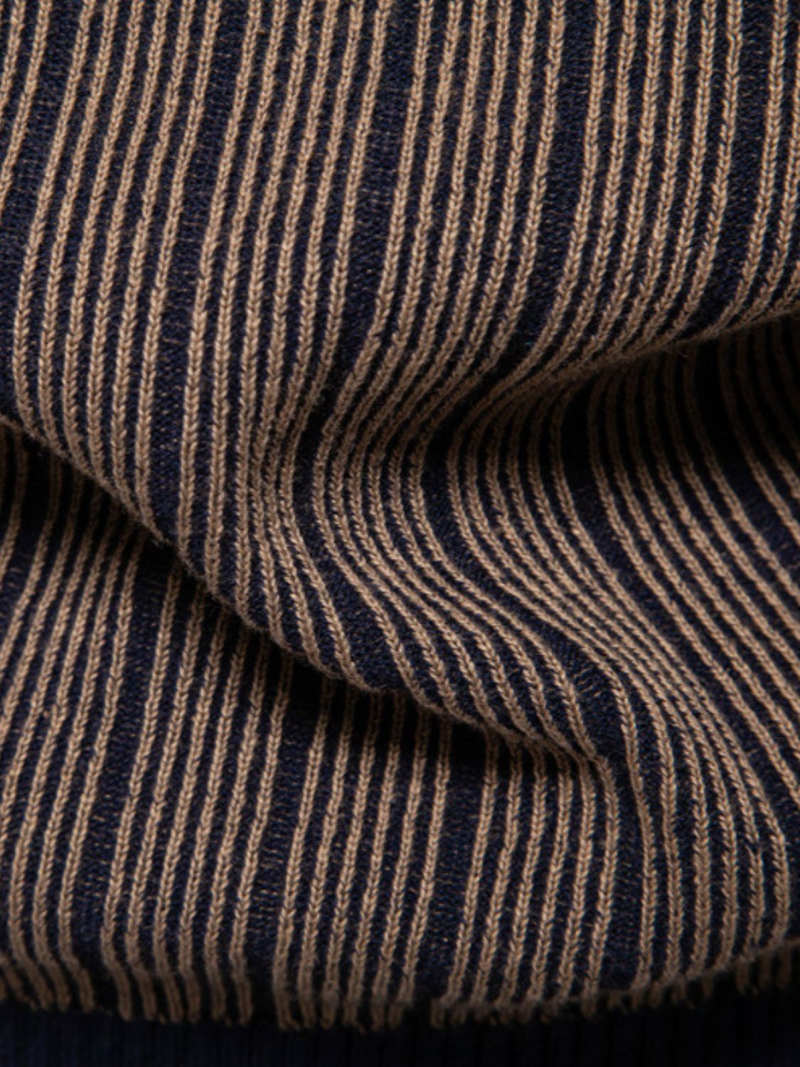 Mock Neck Contrast Striped Sweater