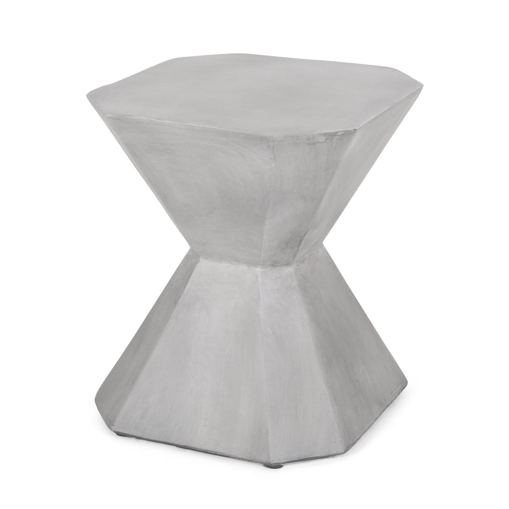 Modern Outdoor Lightweight Concrete Side Table in Natural Color