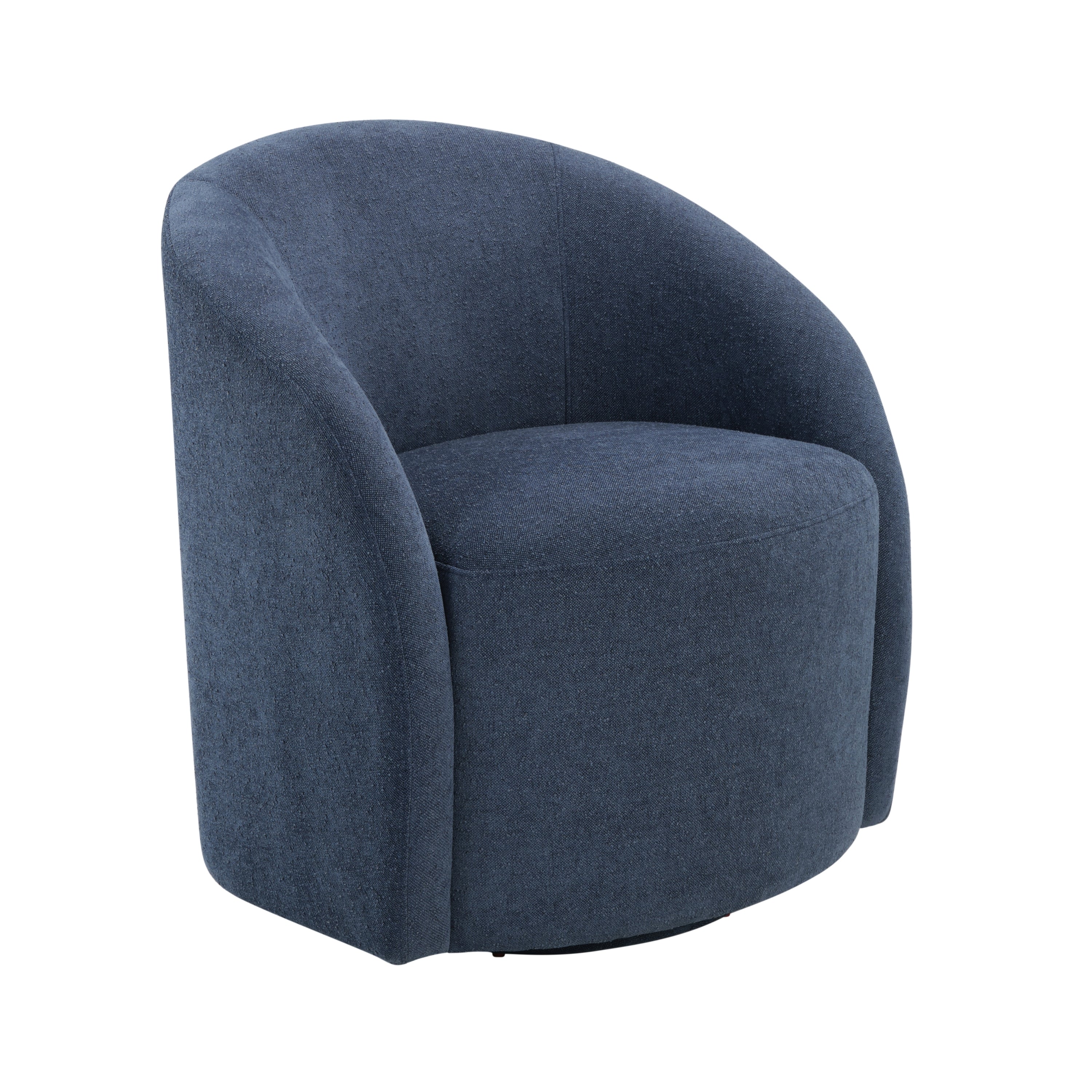 Blue Boucle Swivel Barrel Chair 1pc Solid Wood Durable Contemporary Living Room Furniture Luxurious Accent Seating
