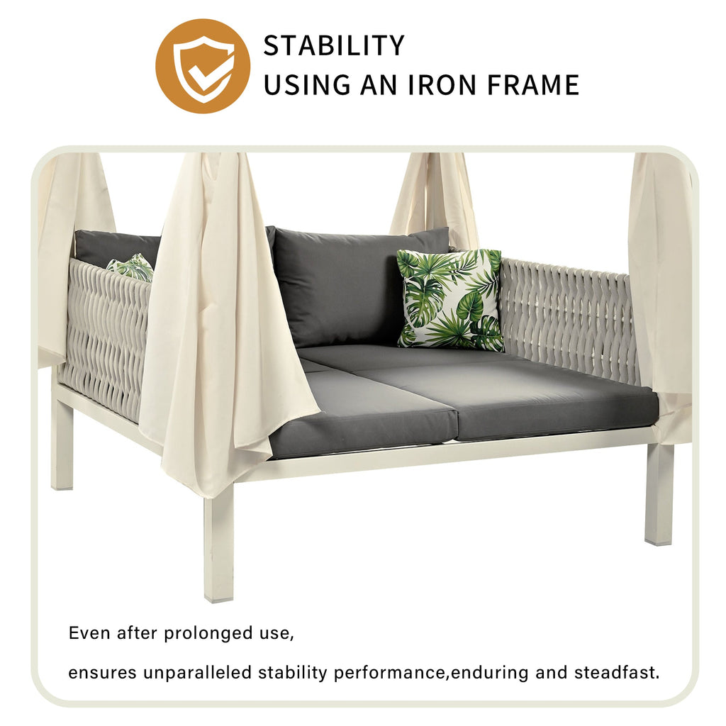 U_Style  Outdoor Patio Sunbed with Curtains, High Comfort, Suitable for Multiple Scenarios