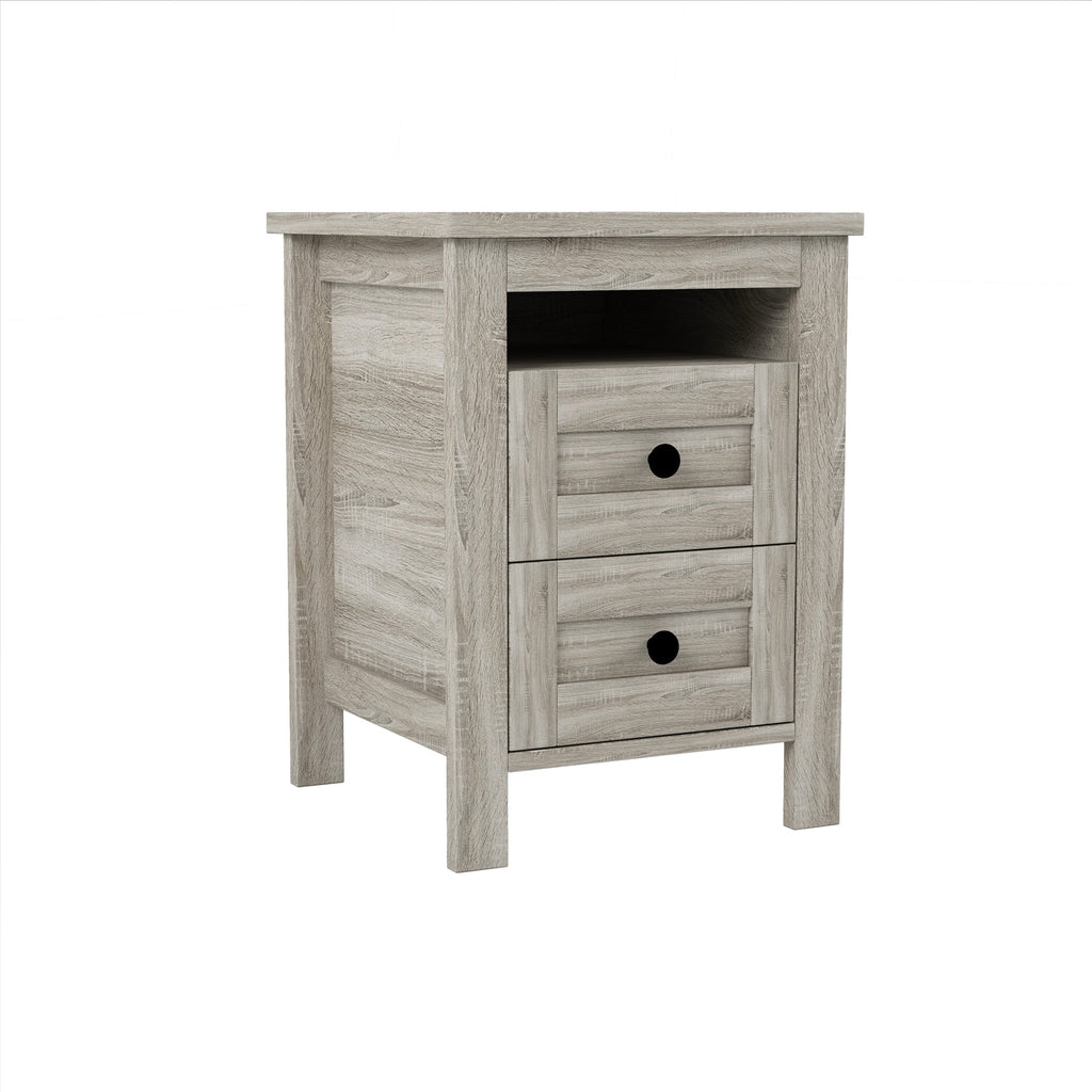 3-Pieces Bedroom Sets Full Size Farmhouse Platform Bed with Double Sliding Door Storage Headboard and Charging Station, Storage Nightstand and Dresser, Antique Gray(Old SKU HL000091AAG)