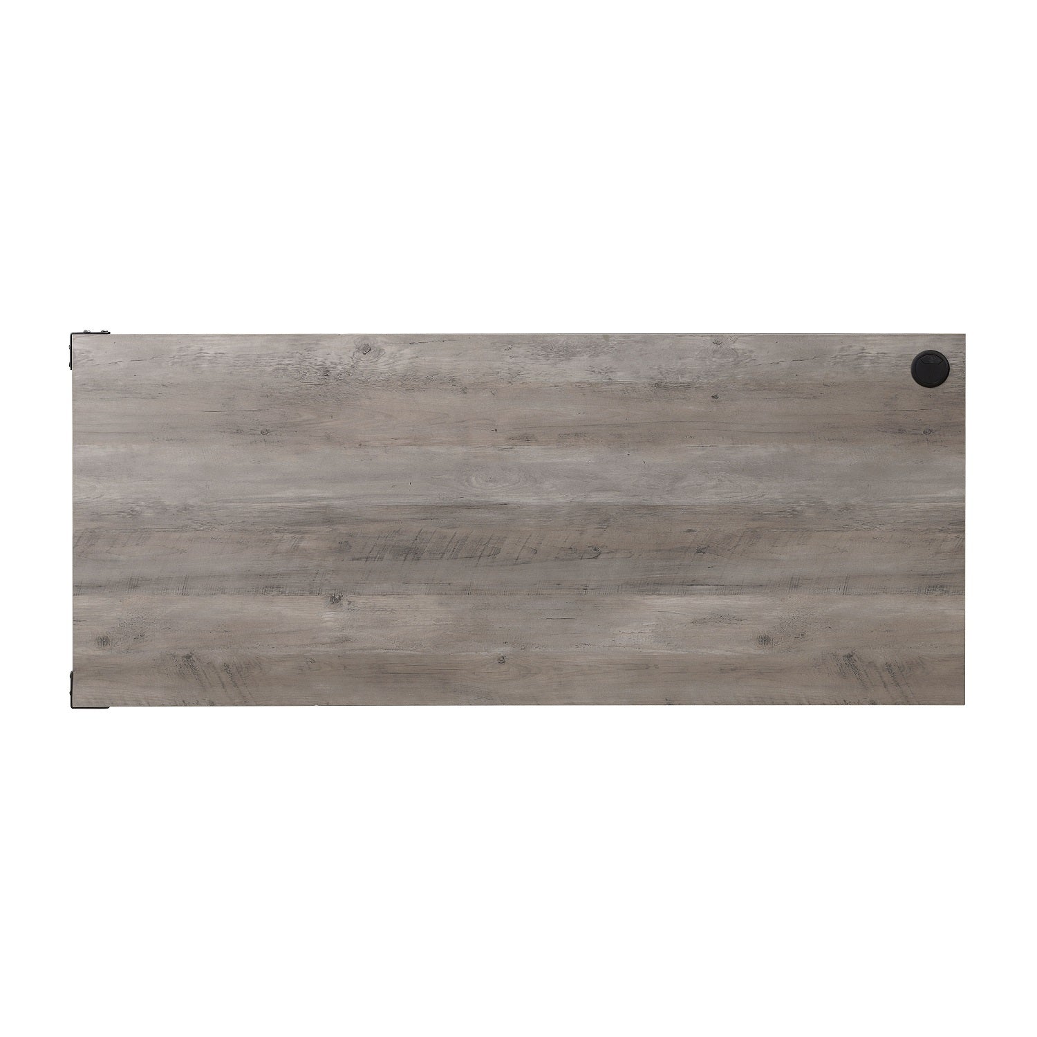 L-Shape Writing Desk with Cabinet, Gray Oak and Black