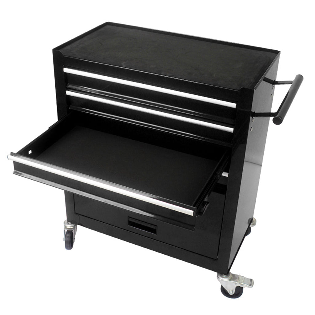 4 DRAWERS MULTIFUNCTIONAL TOOL CART WITH WHEELS-BLACK