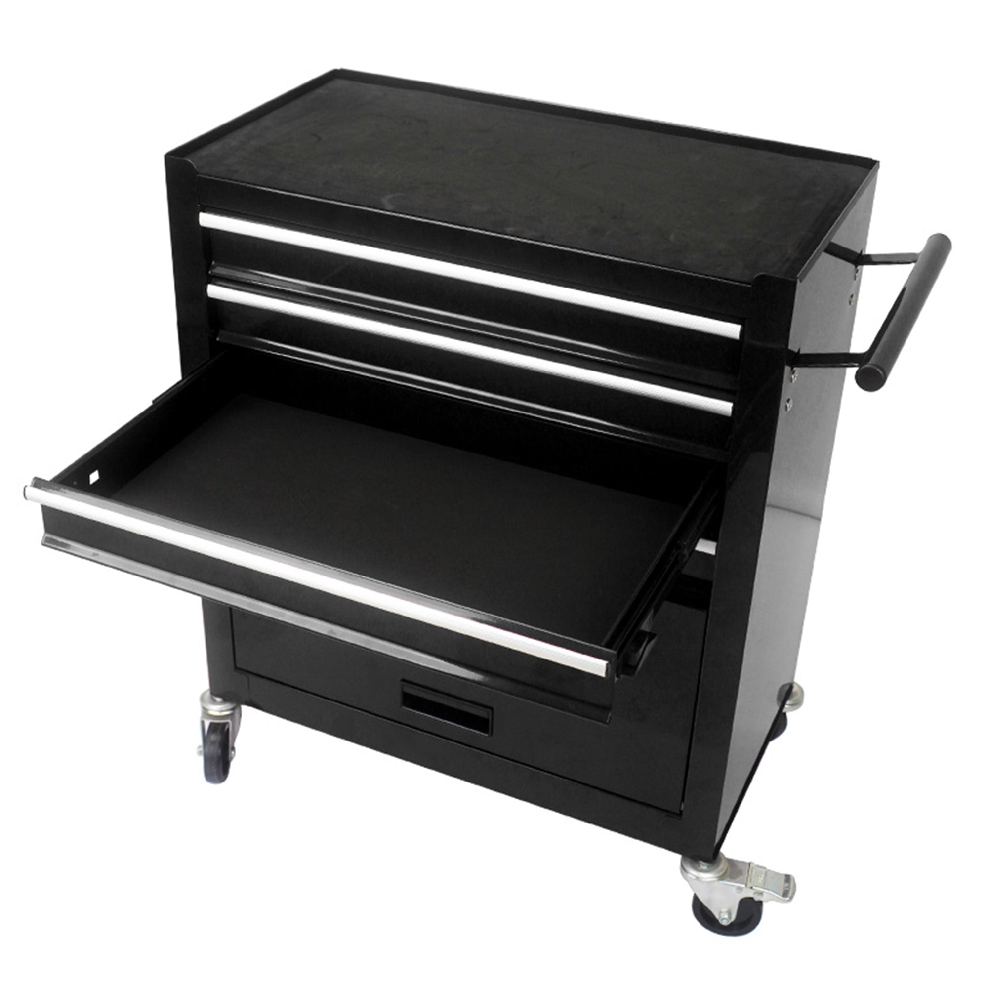 4 DRAWERS MULTIFUNCTIONAL TOOL CART WITH WHEELS-BLACK
