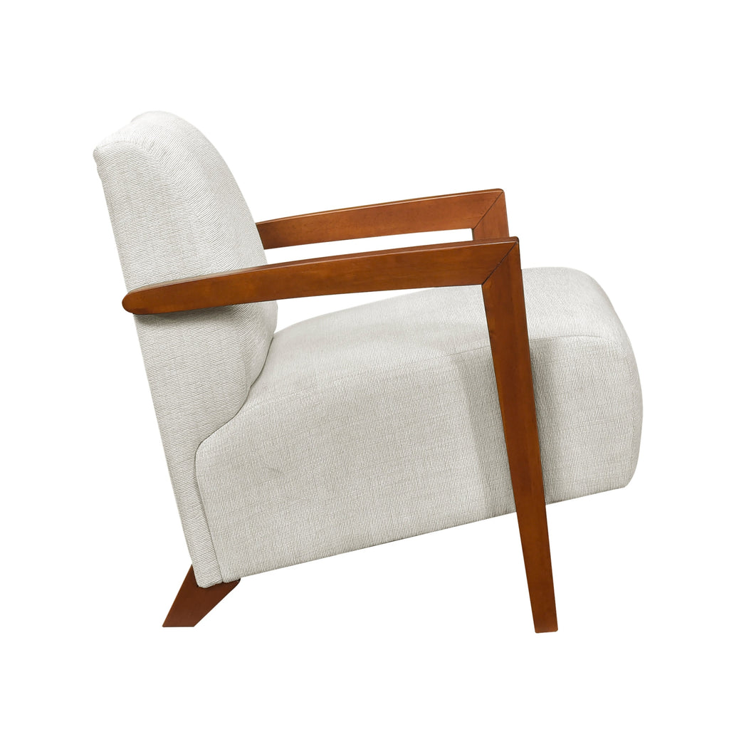 Ultra-Modern Accent Chair Beige Fabric Foam Seat Cushion Solid Wood Luxury Living Room Furniture 1pc