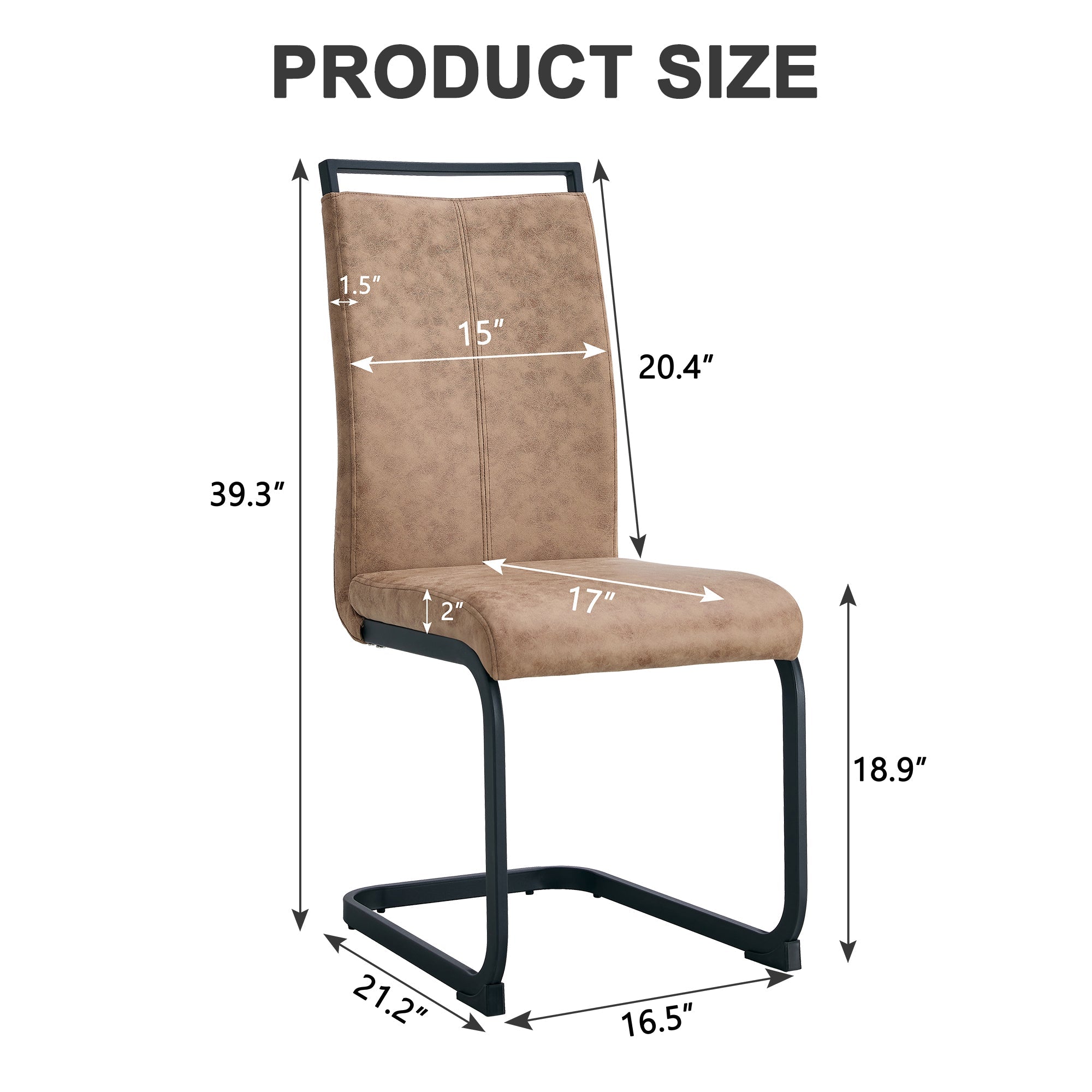 Modern Dining Chairs, Technology cloth High Back Upholstered Side Chair with C-shaped Tube Black Metal Legs for Dining Room Kitchen Vanity  Club Guest Office chair (Set of 4)Brown 1162