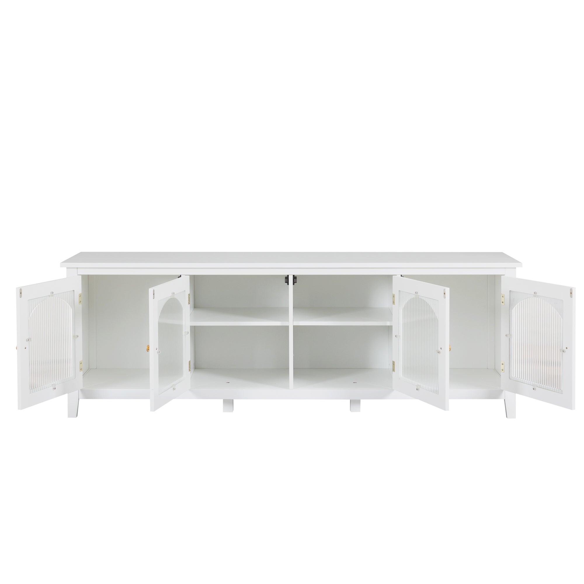 Antique White Stylish TV Cabinet Entertainment Center with Solid Wood Frame and Changhong Glass Door