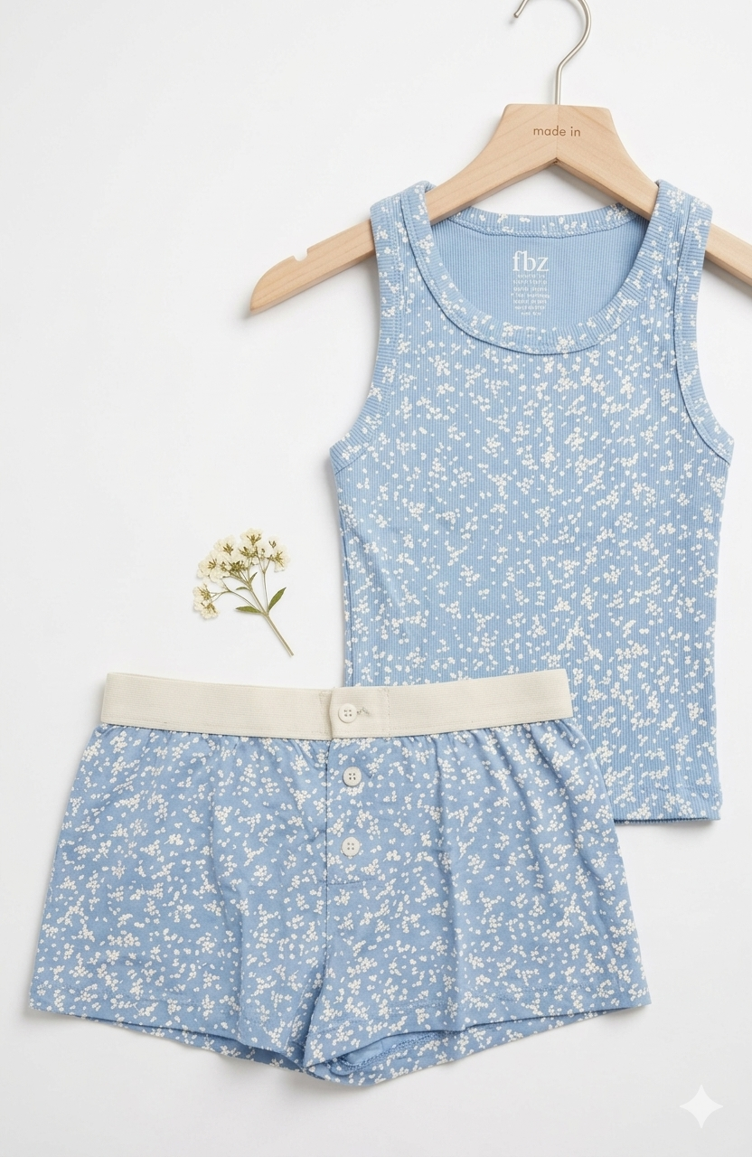 FBZ - Blue Floral Shorts Set