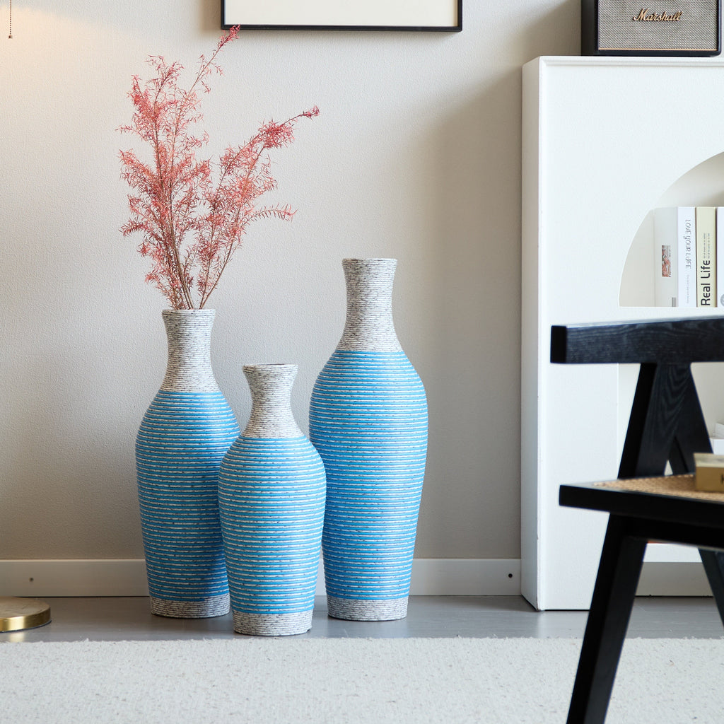 Desktop Vase, Brown Decorative Floor Vase, Classic and Neat Floor Vase, High Independent Flower Stand, Artificial Vine Vase, PVC Floor Vase, Home Decoration Flower Stand Set of 3 pieces