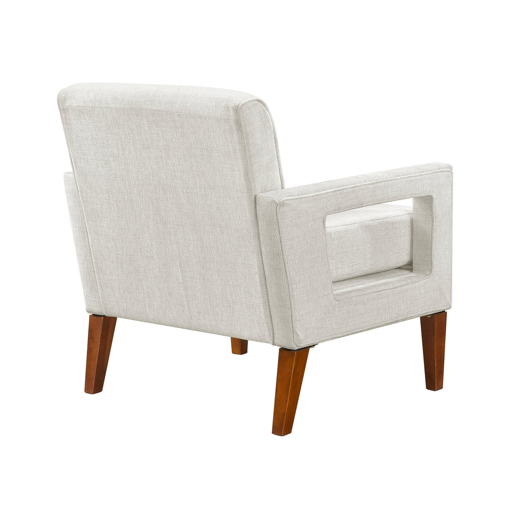 Modern Living Room Chair Beige Chenille Upholstery Pocket Coils Solid Wood Legs Furniture 1pc Armchair