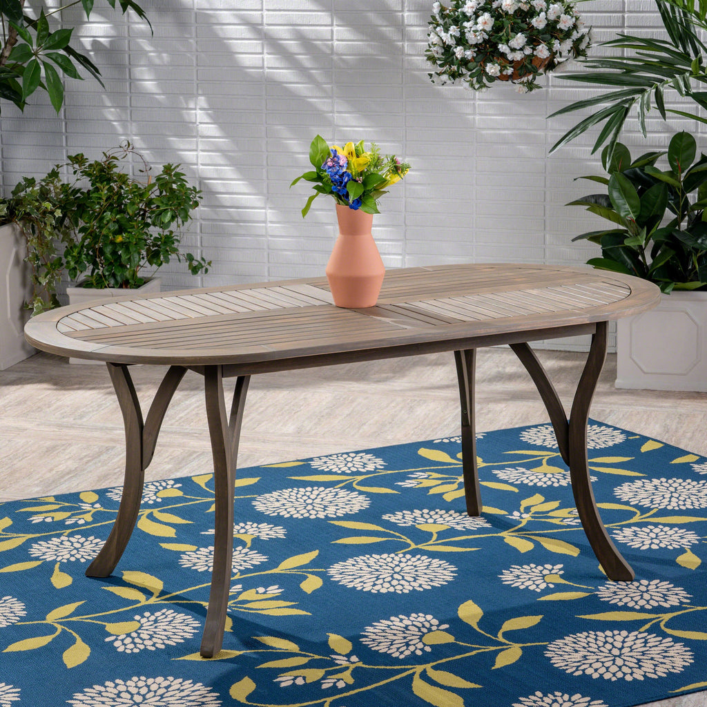 Acacia Wood 70' Dining Table - Stylish Gray Outdoor Table