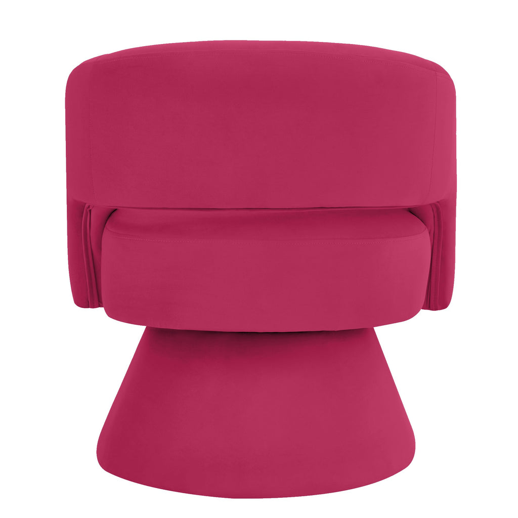 Modern Swivel Barrel Chair, Upholstered Velvet Round  Accent Chairs,360 Degree Comfy Swivel Chair with Open Backrest, Single Chair Armchair for Living Room Bedroom, Homerest, Rose Pink