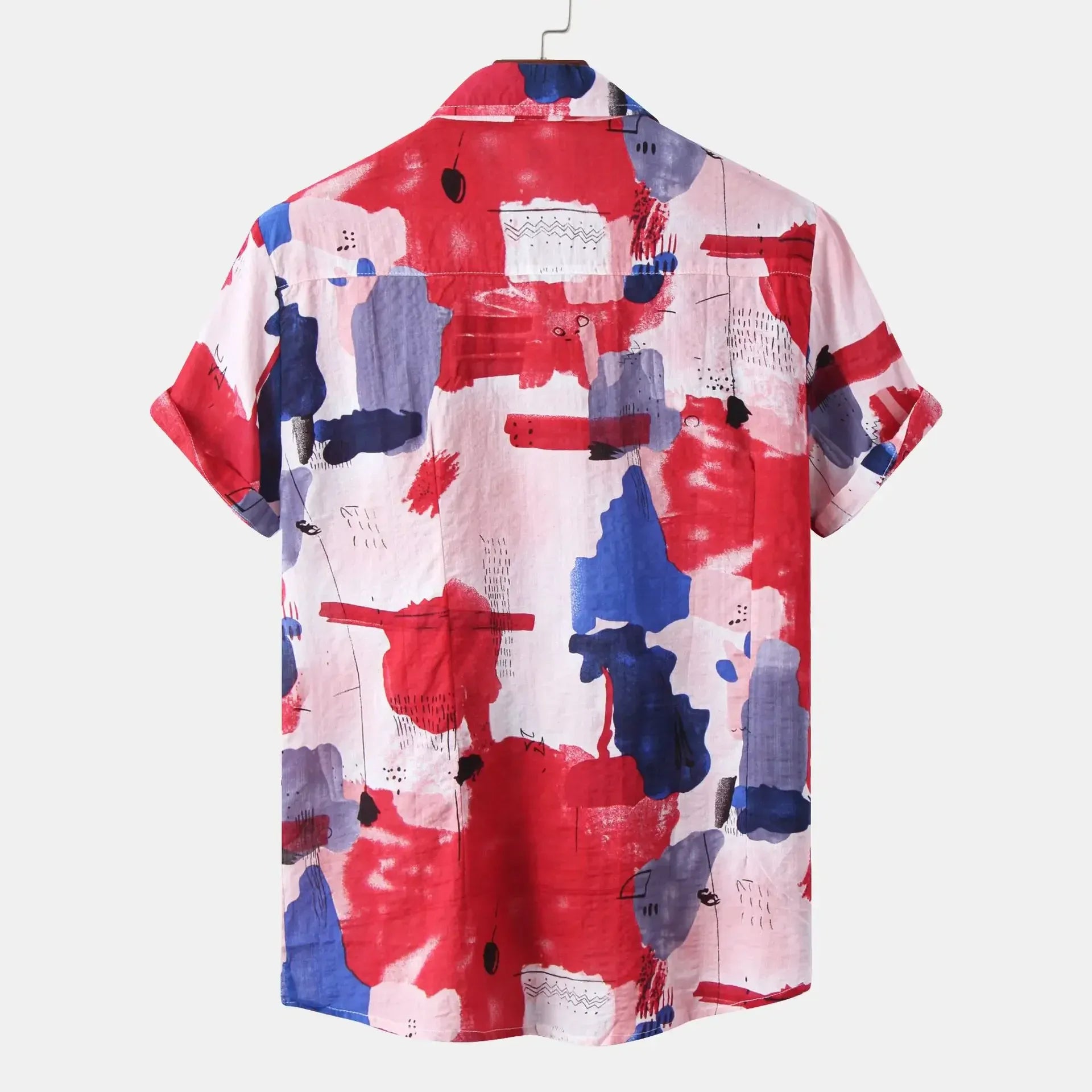 Abstract Print Short Sleeve Button-Up Shirt