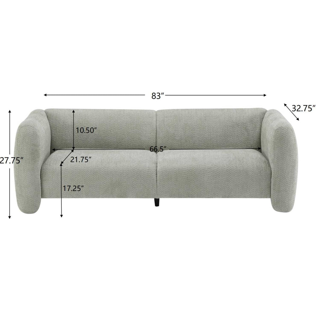 Tonson 83' 3-Seater Sofa,Wave Design, Living Rooms,Bedrooms,Apartment Office,Light Green