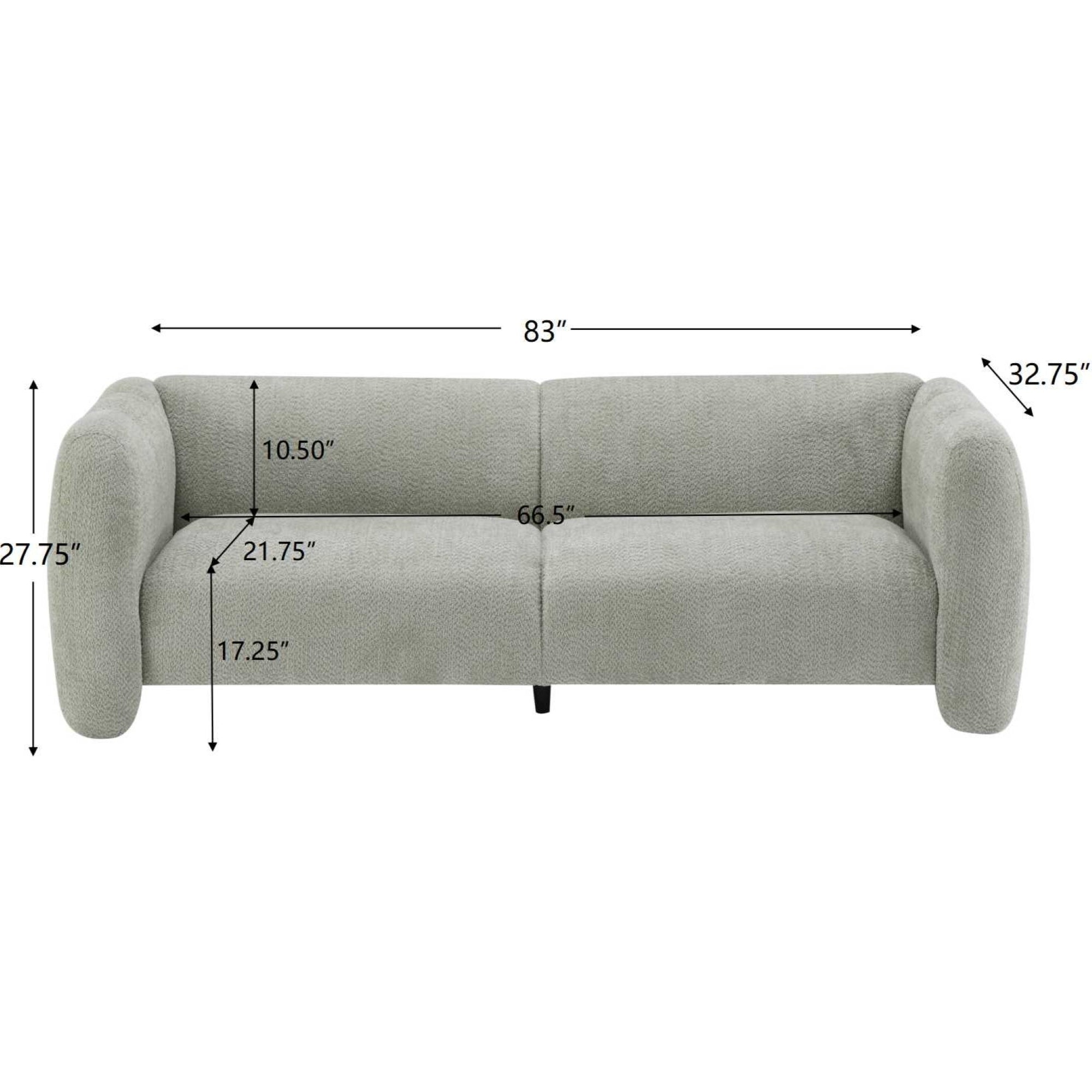 Tonson 83' 3-Seater Sofa,Wave Design, Living Rooms,Bedrooms,Apartment Office,Light Green