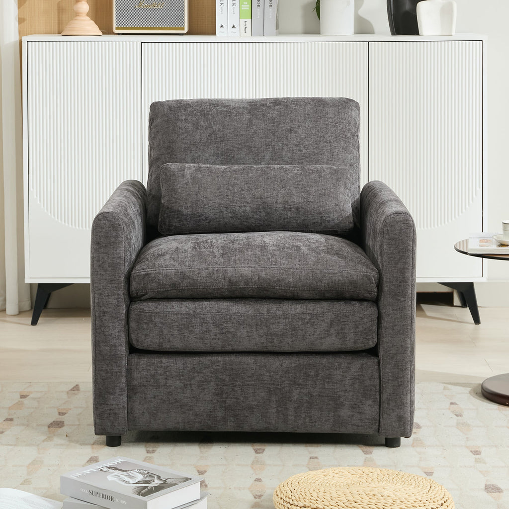 31.9' Cozy Upholstered Armchair Oversized Comfy Cloud Sofa Double Cushion Single Sofa Plush Cushion Armchair for Living Room, Grey