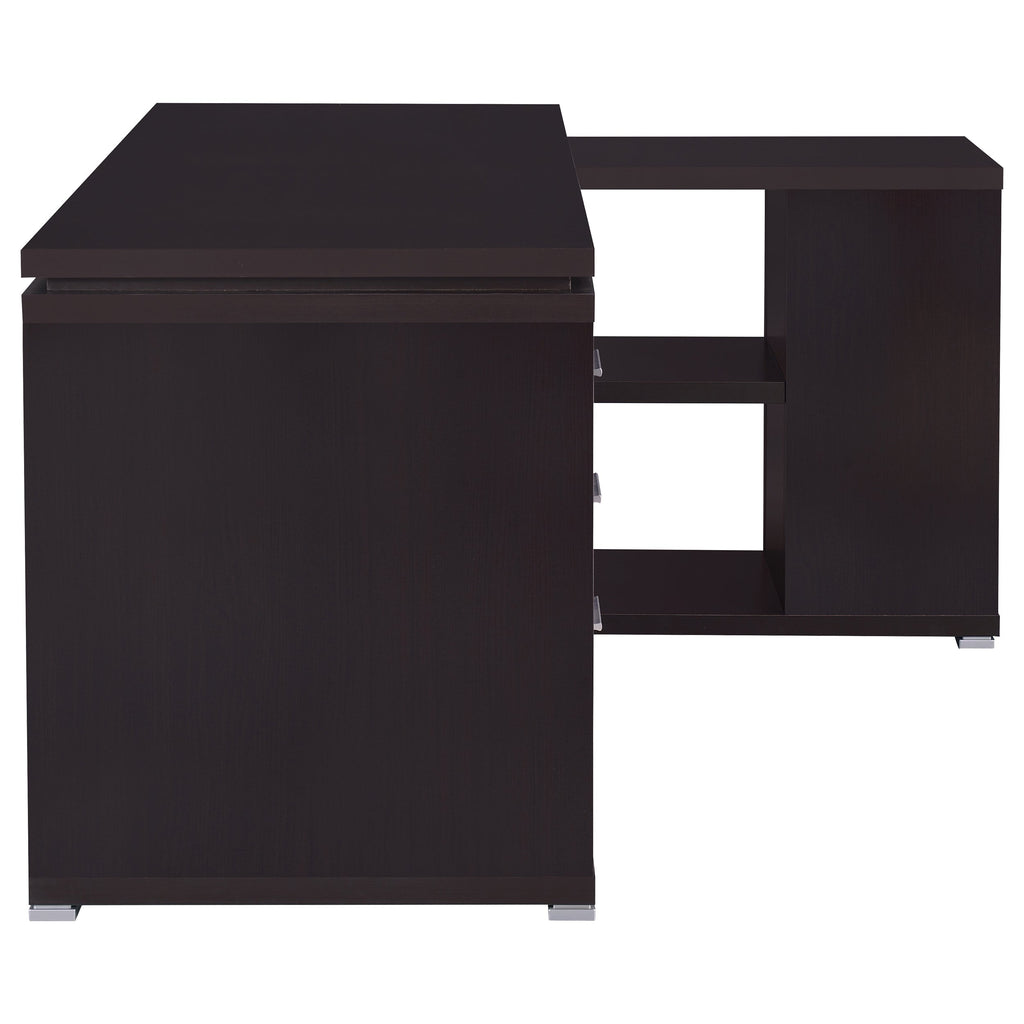 Tona Cappuccino 3-Drawer L-shape Computer Desk
