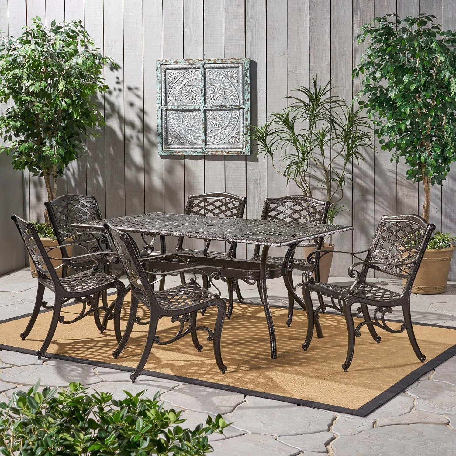 Ravenna 6 - Person Metal Patio Dining Set with Rectangular Table