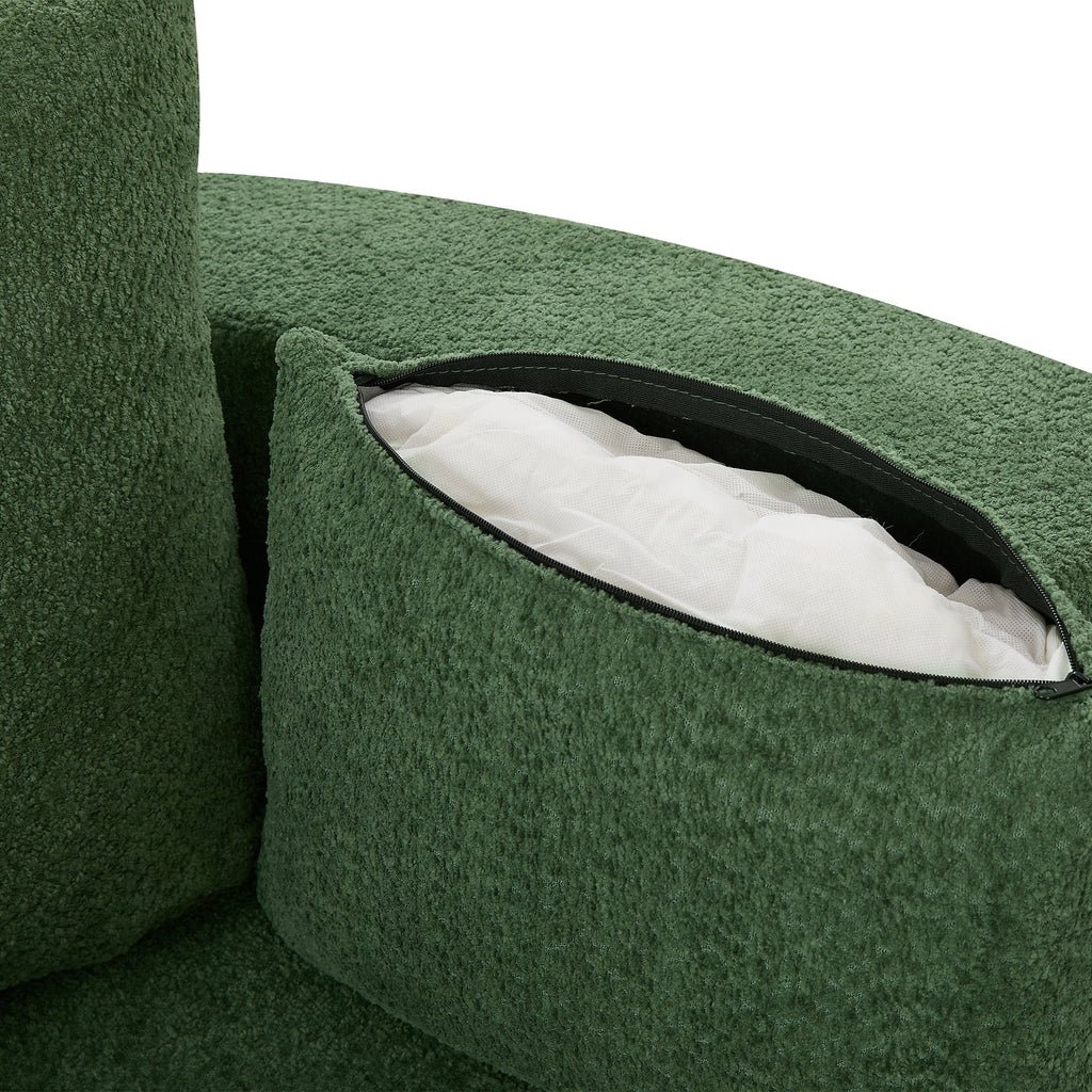 Modern 360° Swivel Accent Barrel Chair with Removable Pillows in Green Chenille for Living Room and Office