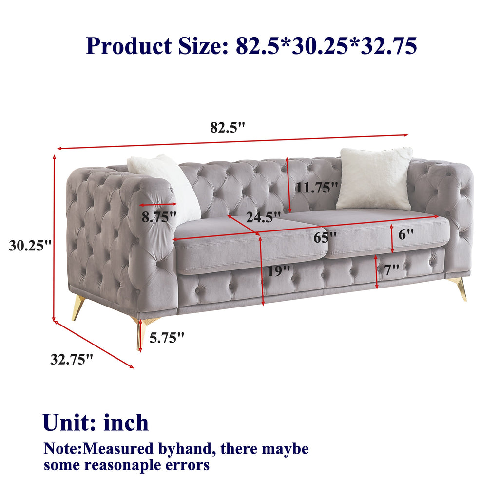 FX 3 seater + 3 seater combo sofa Velvet modern living room sofa with solid wood frame and metal feet, 4 cushions, apartment sofa furniture for living room, living room, office