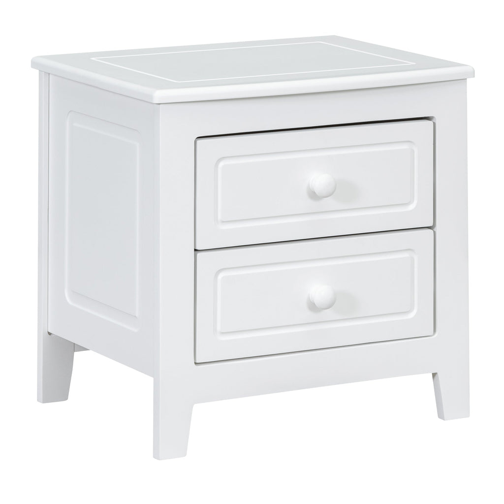 3-Pieces Bedroom Sets,Queen Size Wood Platform Bed  and Two Nightstands-White