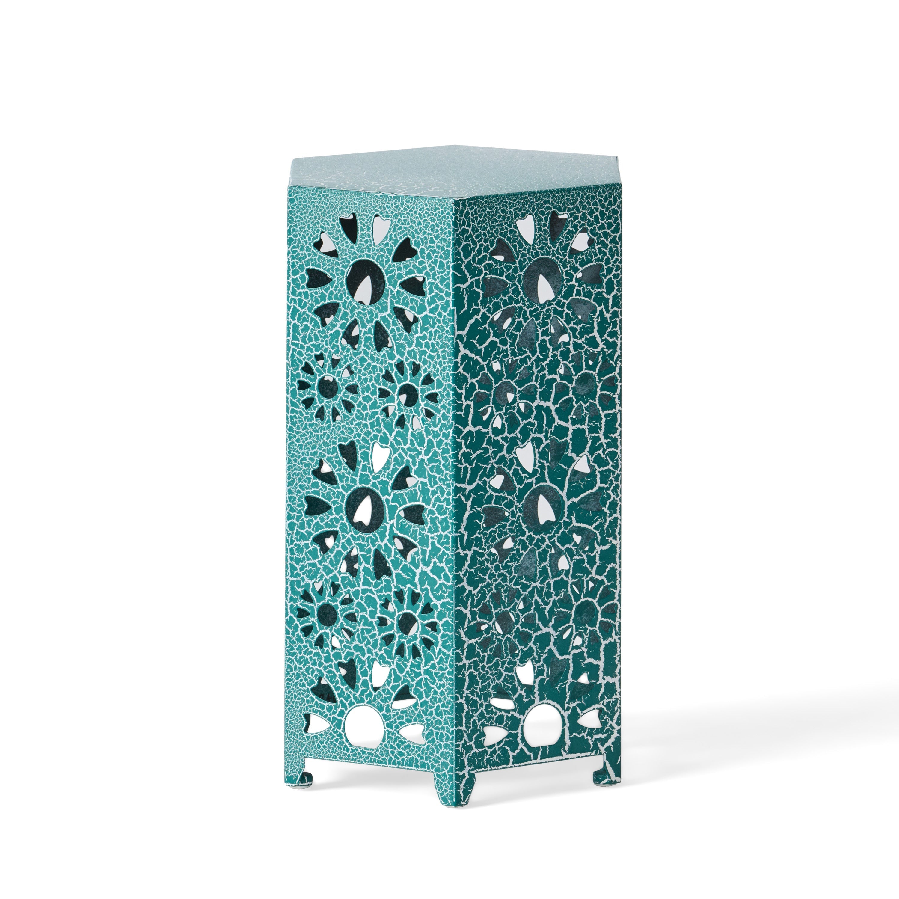 ELIANA Modern 12' Side Table with Iron Frame in Teal Finish
