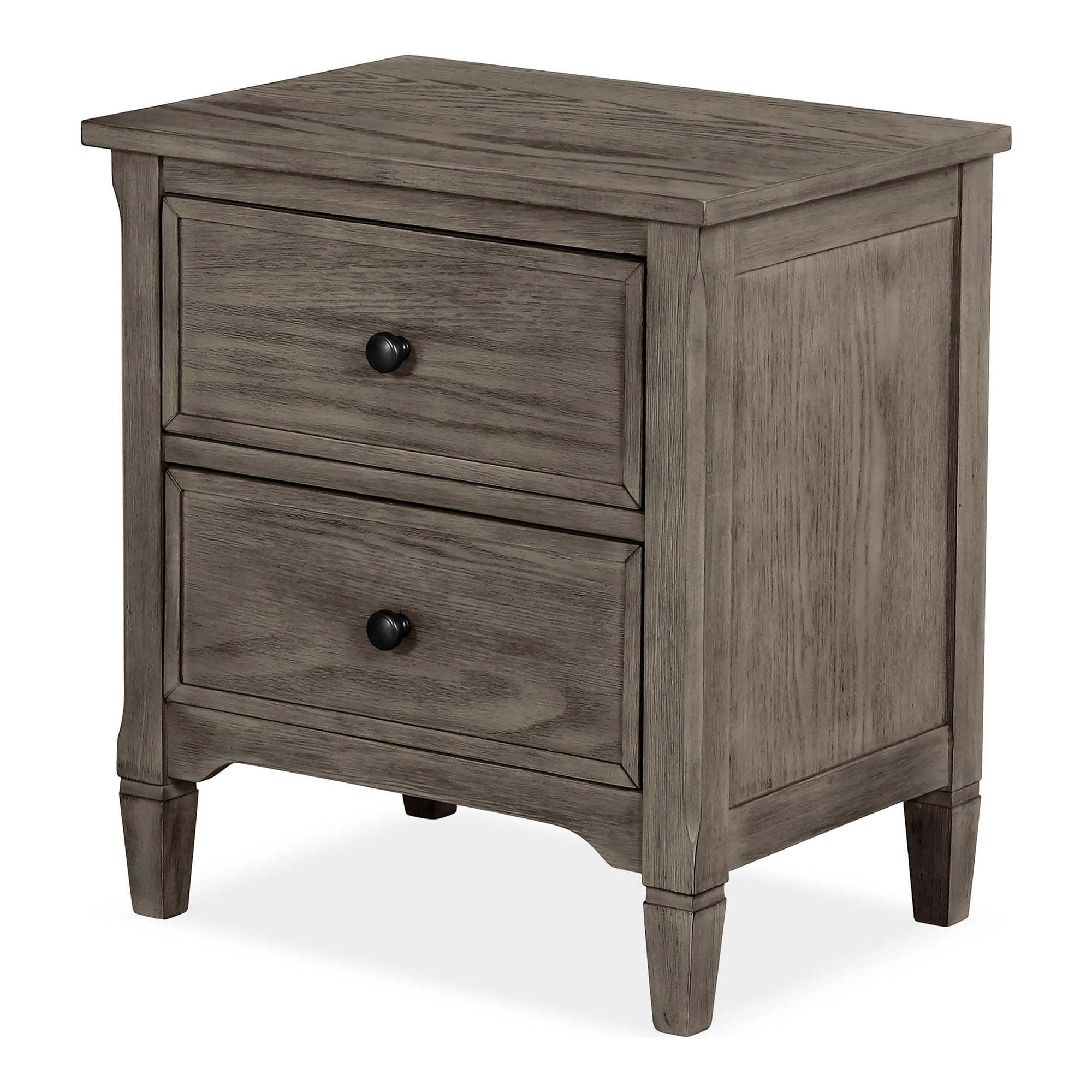 Transitional Twin Size Bed w Trundle 2x Nightstands Warm Gray Bedroom Furniture Wood Grain Texture 3pc Set