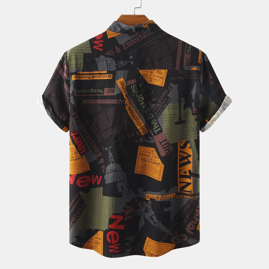 Printed Button Detail Short Sleeve Shirt