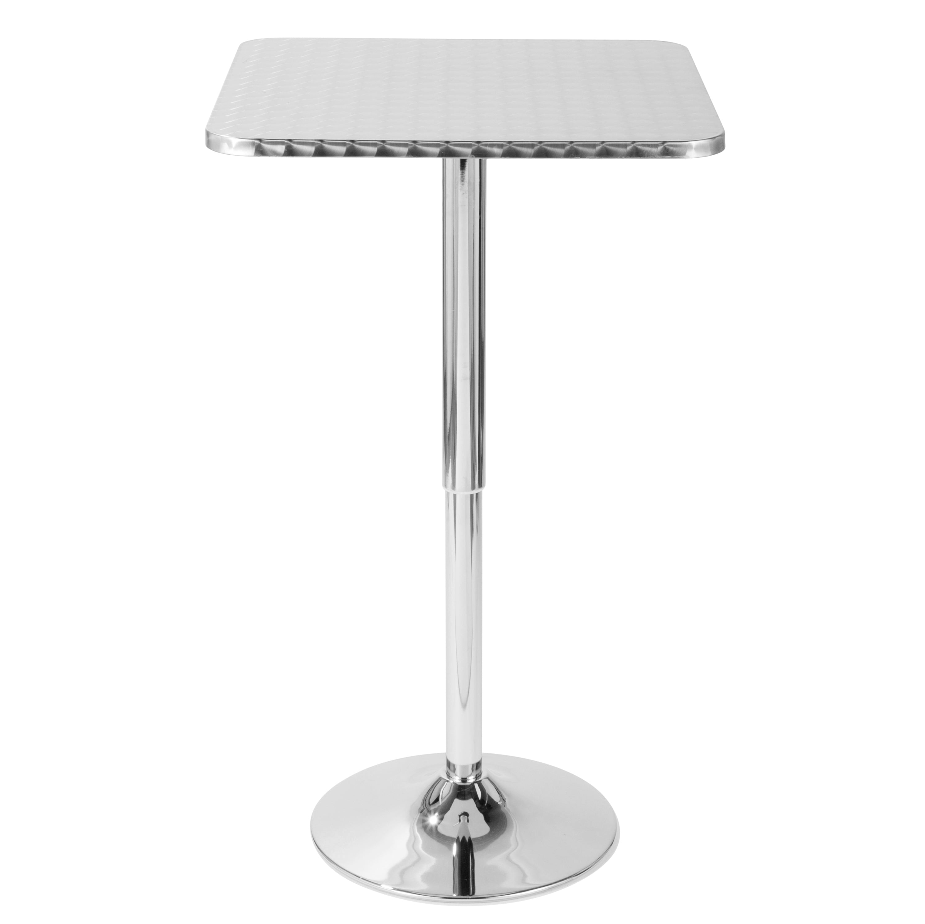 Bistro Contemporary Adjustable Square Bar Table in Silver by LumiSource