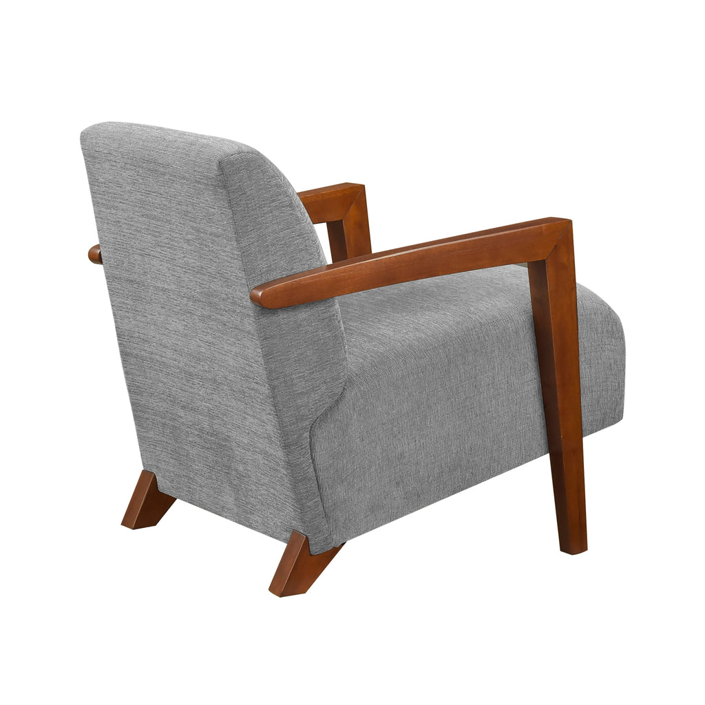 Ultra-Modern Accent Chair Gray Fabric Foam Seat Cushion Solid Wood Luxury Living Room Furniture 1pc