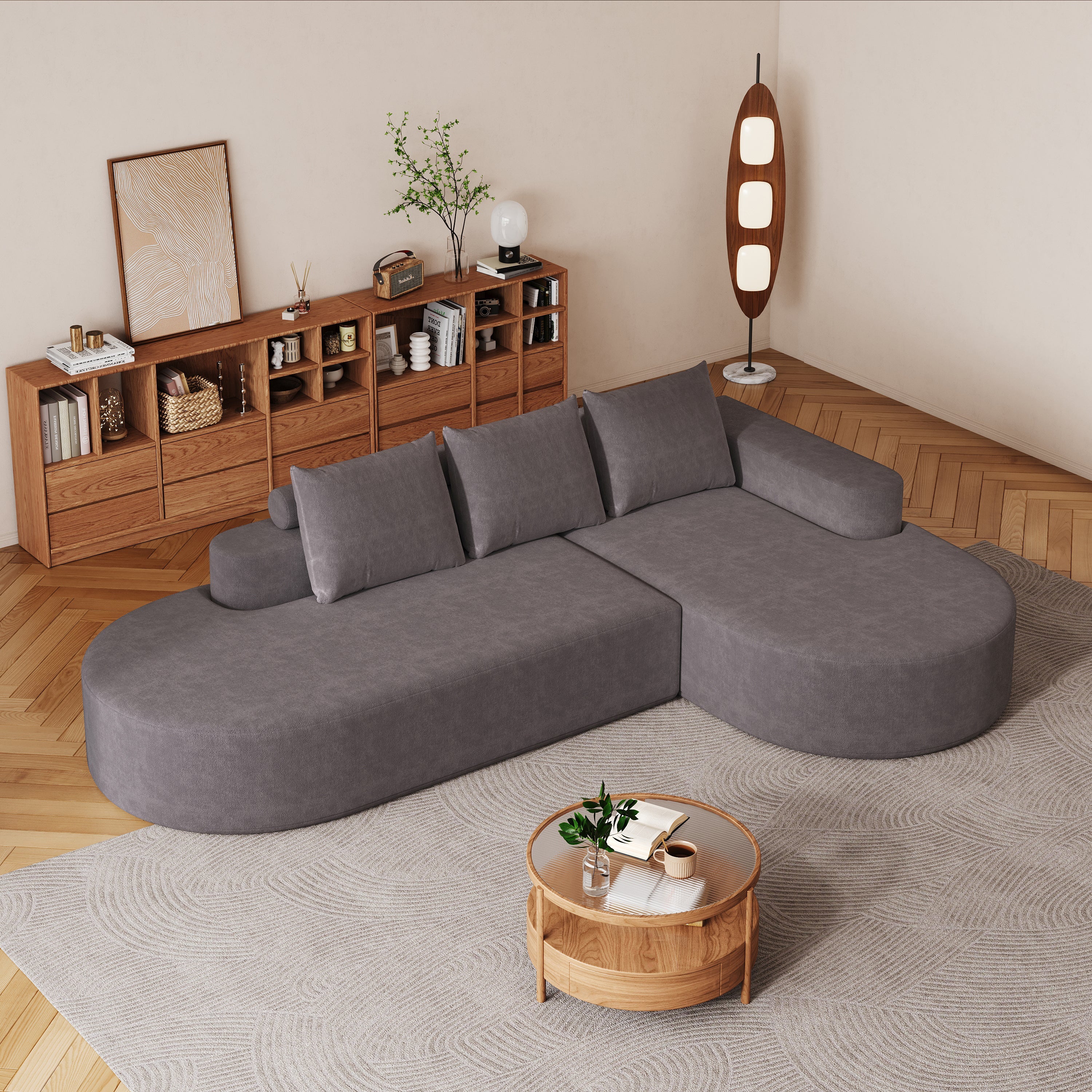 Modern Curved sofa ,Chenille Upholstered Sectional Sofa Couch Set,Modular 108.5' L Shaped Sectional Living Room Sofa Set With 3 Pillows,Free Combination Sofa Couch for Living Room,Bedroom