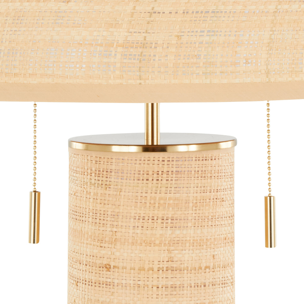 Cylinder Rattan 29' Contemporary Rattan Table Lamp in Royal Gold and Natural Rattan from Grandview Gallery by LumiSource
