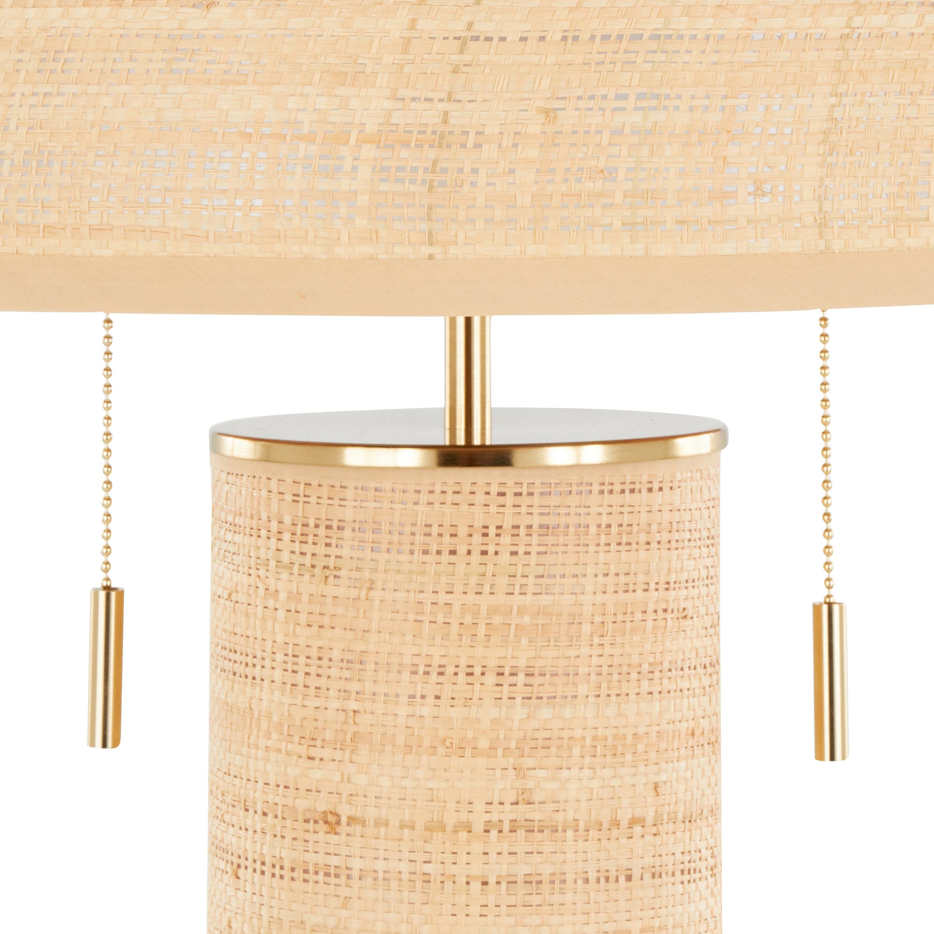 Cylinder Rattan 29' Contemporary Rattan Table Lamp in Royal Gold and Natural Rattan from Grandview Gallery by LumiSource